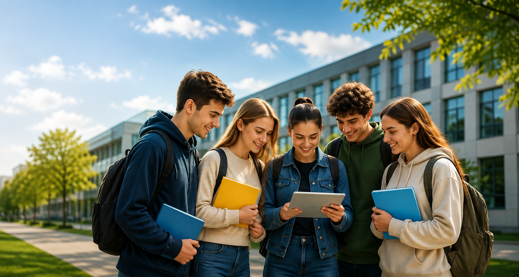 Junge Menschen auf dem Weg zu Schule oder Ausbildung